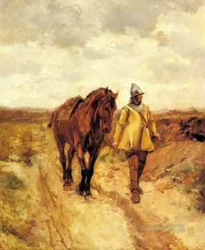 Un hombre de armas y su caballo Pinturas al óleo